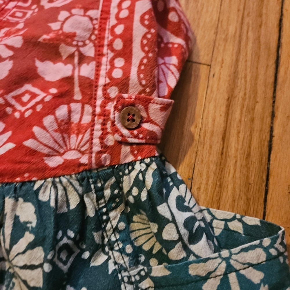Free People Mixed Bandana Print Romper Red Teal Boho Strappy Jumpsuit NEW - Picture 5 of 9